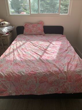 Lands' End Pink Paisley Cotton Duvet Cover Twin